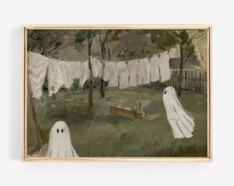 vintage laundry room decor | halloween ghost print | funny halloween decor | halloween wall art | spooky wall art | kikiandnim digital print