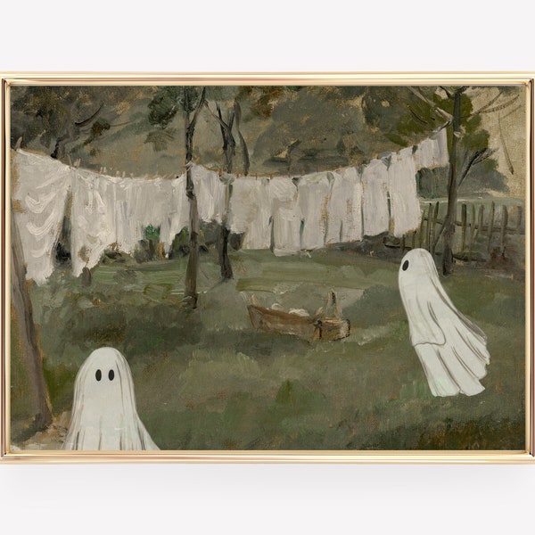 vintage laundry room decor | halloween ghost print | funny halloween decor | halloween wall art | spooky wall art | kikiandnim digital print