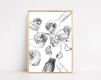 Cheers Cocktail Print | Trendy Bar Cart Wall Art (Digital Print)