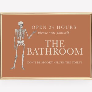 halloween bathroom decor | funny skeleton wall art | halloween bathroom sign| halloween bathroom wall art | kikiandnim | printable wall art