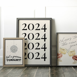 New Year 2024 Printable Nye Decor New Years Eve Decorations Printable ...