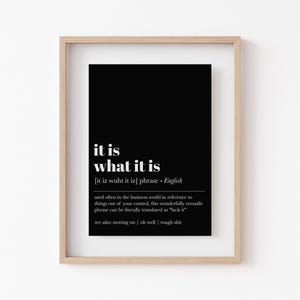 it is what it is | office wall art | home office decor | funny definition print | work from home art print | kikandnim | printable wall art image 4