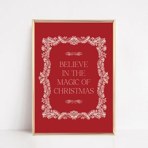 vintage christmas decor | retro christmas print | christmas poster | believe in the magic of christmas wall art | kikiandnim | digital print