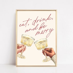 christmas bar cart print | christmas decor | cheers print | eat drink and be merry sign | christmas wall art | kikiandnim | digital print