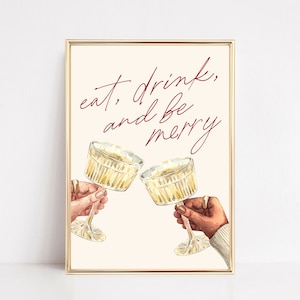 christmas bar cart print | christmas decor | cheers print | eat drink and be merry sign | christmas wall art | kikiandnim | digital print