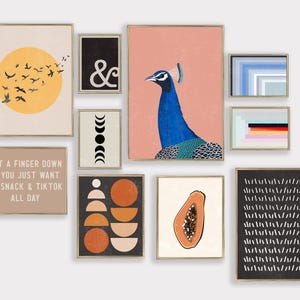 eclectic wall art | 10 wall art prints | gallery wall set | colorful wall art | mid century modern | kikiandnim | printable wall art image 1