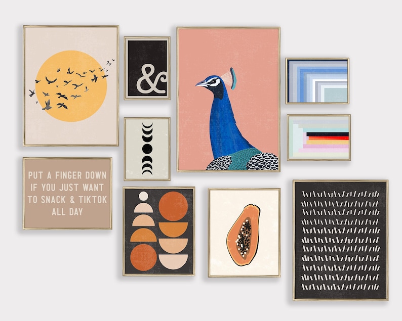 eclectic wall art | 10 wall art prints | gallery wall set | colorful wall art | mid century modern | kikiandnim | printable wall art image 1