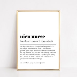 nicu nurse definition print | nurse grad gift | neonatal nurse gift | icu nurse gift | gift for nurse | nurse wall art | digital download