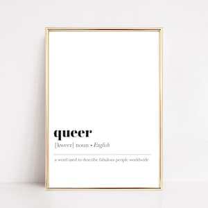 queer definition print | queer wall art | LGBTQ gift | LGBT pride wall art | gay | lesbian | bisexual | transgender | printable wall art