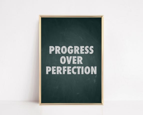 homeschool wall art | progress over perfection sign | inspirational poster | classroom printable wall art | kikiandnim | digital print