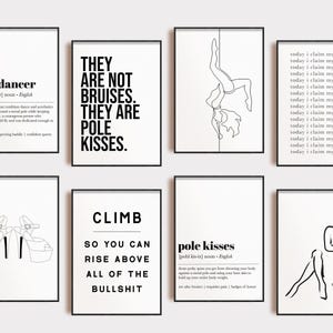 paaldanscadeau | Decoratie voor thuisgymnastiek | set van 9 PRINTBAARDEN | paaldanskunst aan de muur | paalfitness | kunst aan de muur sportschool | sportschoolposter | digitale download