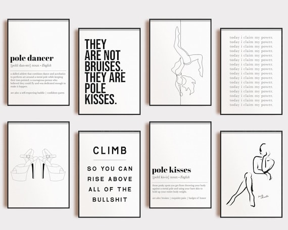 pole dance gift | home gym decor | set of 9 PRINTABLES | pole dancing wall art | pole fitness | gym wall art | gym poster | digital download