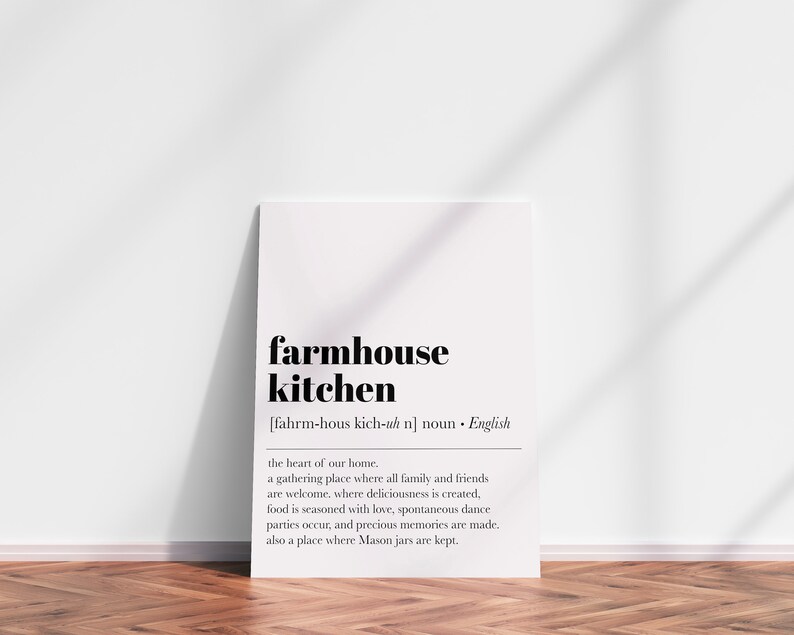 Farmhouse Kitchen Wall Decor Definition Print Kitchen Etsy