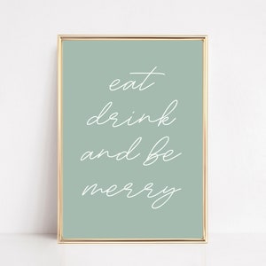 eat drink and be merry printable | bar cart decor | colorful christmas decor | holiday wall art | modern christmas decor | digital download