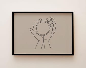 coffee wall art | fine line art | neutral kitchen print | coffee bar art | minimalist cafe poster | kikiandnim | digital download