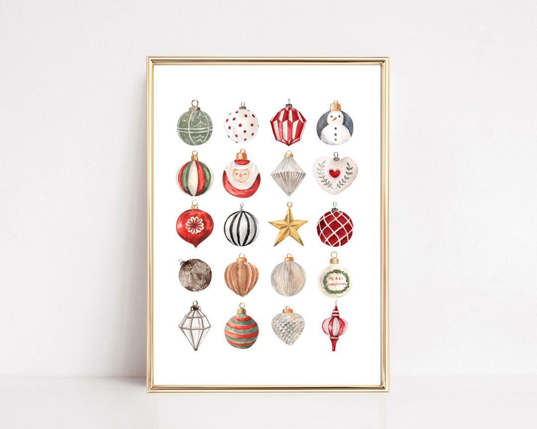 Christmas Ornaments Wall Art Classic Christmas Decor Christmas