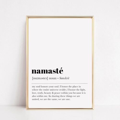 Namaste Definition Print Yoga Wall Art Namaste Wall Art Etsy