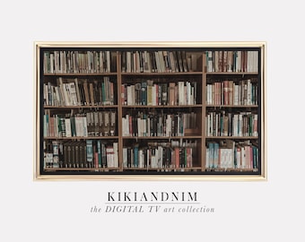 samsung frame tv art | library books samsung art tv | book art | dark academia tv art | bookish frame tv art | digital download