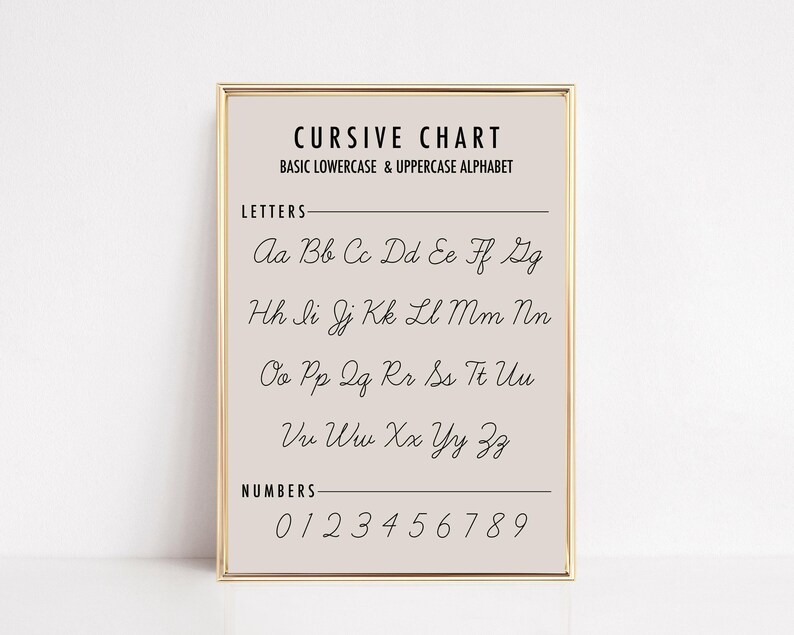 alphabet print and cursive writing chart set of 2 prints | homeschool decor | homeschool printable | alphabet poster set | digital download image 3