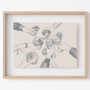 cheers cocktail print | cute kitchen decor | minimalist wall art | trendy bar cart print | kikiandnim | digital print image 5