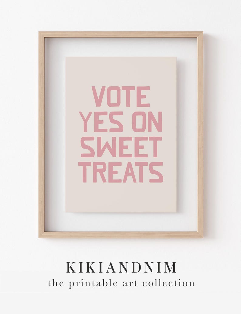 pink girly wall art | cute kitchen print | sweet treat sign | funny dorm decor | apartment decor | kikiandnim | digital download image 11