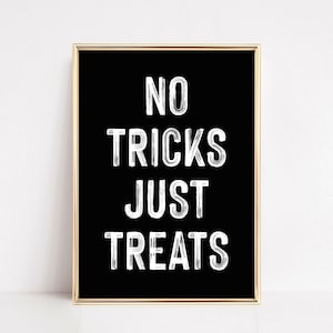 halloween printable wall art | no tricks just treats | neutral halloween decor | funny halloween art | kikiandnim | digital print