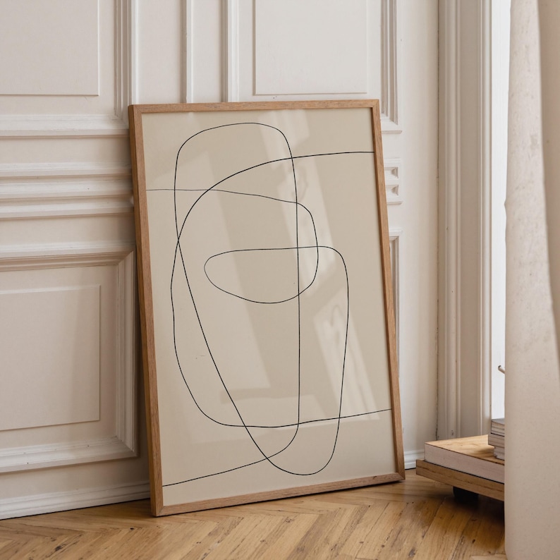 Abstract Scribble Fine Line Art Print | Minimalist Home Decor | Neutral Printable Wall Art | Living Room Decor | KIKIANDNIM | Digital Print image 2
