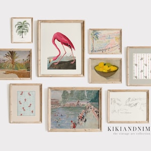 palmveren kunst | afdrukbare zomergalerijwandset | helder vintage woonkamerdecor | zomerdecor | digitale kunstprint | kikiandnim