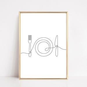 sztuka ścienna do kuchni | wystrój kuchni | grafika liniowa | wydruk kuchenny | wydruk sztuki kuchennej | wystrój domu | dekoracja ścienna do jadalni | pobieranie cyfrowe