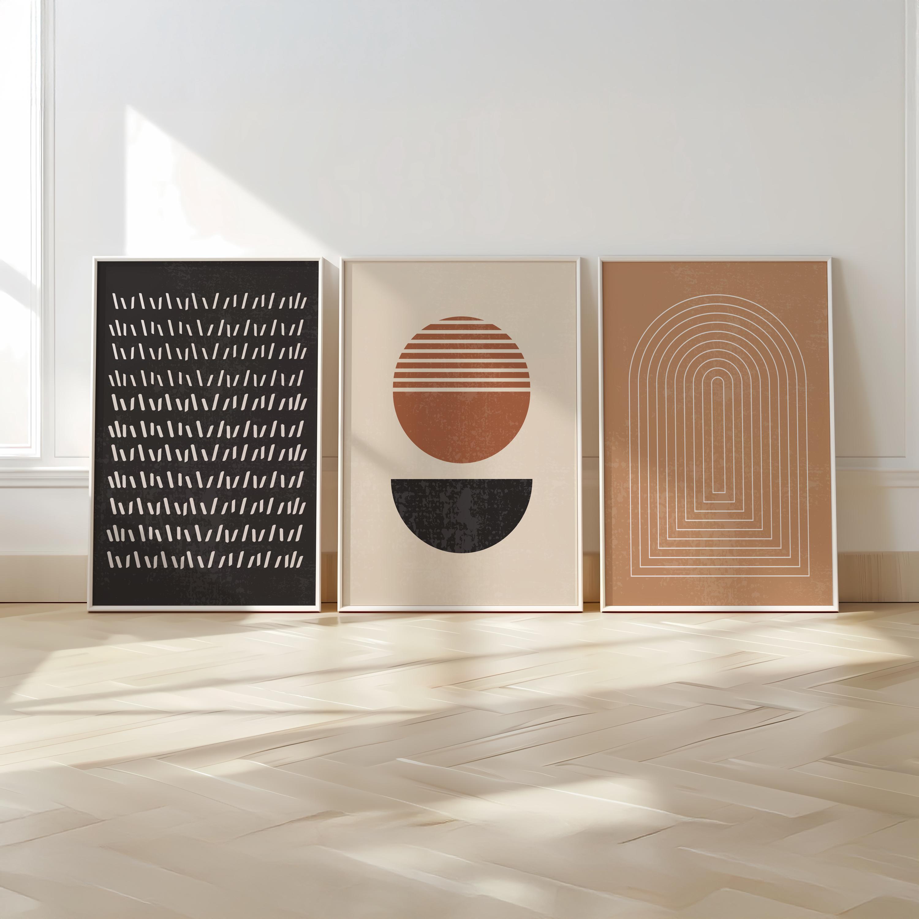 Mid Century Modern Geometric Wall Art | Set of 3 Prints | Boho Living ...