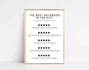 Funny Bathroom Print | Best Bathroom Rating Poster | Minimalist Printable Wall Art | KIKIANDNIM | Digital Print
