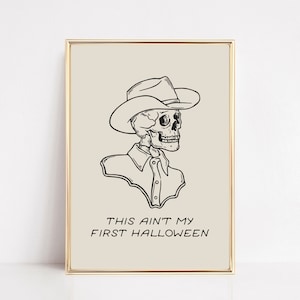 halloween wall art | cowboy skeleton art | western halloween decor | halloween printable | western decor | kikiandnim | digital art