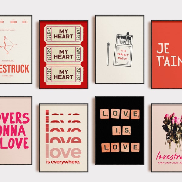 valentines day decor printables | set of 16 valentines prints | valentines day wall art | trendy valentine decor | kikiandnim | digital art