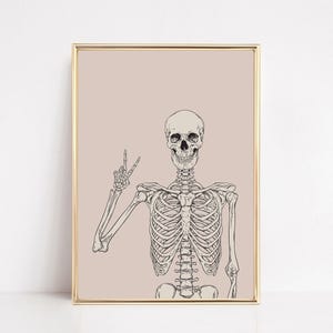 Pink Skeleton Print | Pink Halloween Decor | Halloween Printable Wall Art | Halloween Poster | KIKIANDNIM | Digital Download
