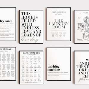 borden wasruimte | set van 8 PRINTBAARDEN | wasruimtekunst | poster wasruimte | wasruimteinrichting | bijkeuken | digitale download