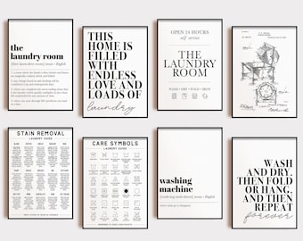 laundry room signs | set of 8 PRINTABLES | laundry room art | laundry room poster | laundry room decor | utility room | digital download