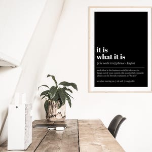it is what it is | office wall art | home office decor | funny definition print | work from home art print | kikandnim | printable wall art image 2
