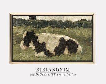 frame tv art | farmhouse art for frame tv | vintage cow tv art | samsung frame tv art | the frame tv art | kikiandnim | digital tv art