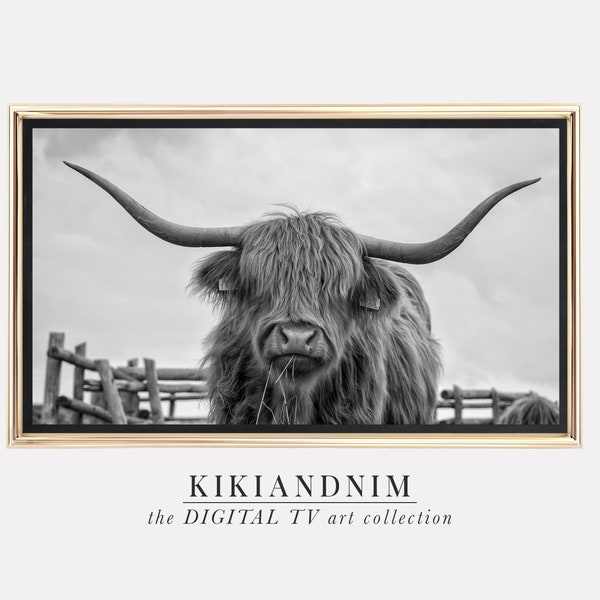 samsung frame tv art farmhouse | highland cow samsung art tv | bull frame tv art | tv art | digital download for samsung frame tv
