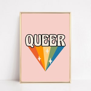 retro pride decor | queer wall art | pink pride wall art | LGBTQ art | pride art | alphabet mafia gift | kikiandnim | printable wall art