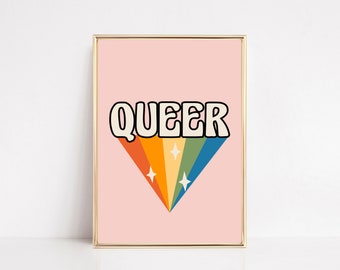 retro pride decor | queer wall art | pink pride wall art | LGBTQ art | pride art | alphabet mafia gift | kikiandnim | printable wall art