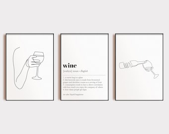 wine printable wall art | set of 3 prints | wine wall art | wine art | home bar wall art | bar art print | modern bar art | digital download