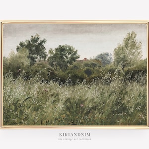 spring landscape painting | meadow art print | vintage art print | vintage wall art | french countryside | vintage decor | digital download