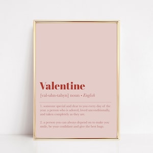 valentine definition print valentines day decor valentines day printables pink wall art valentines day wall art digital downloads image 1