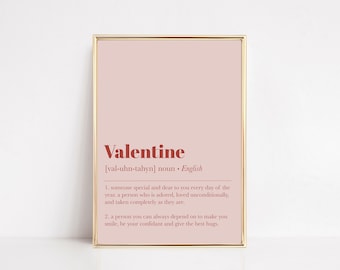 valentine definition print | valentines day decor | valentines day printables | pink wall art | valentines day wall art | digital downloads