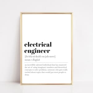 impresión de definición de ingeniero eléctrico / regalos de ingeniero eléctrico / decoración de oficina de ingeniero / regalo para ingenieros / regalo de posgrado / descarga digital
