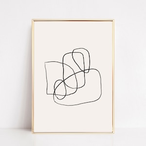 abstract scribble fine art printable | neutral wall art | one line art print | minimalist art print | home office decor | digital download
