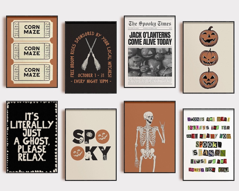 halloween printable wall art | 40 HALLOWEEN PRINTS | halloween decor | halloween prints | halloween wall decor | kikiandnim | digital prints image 2