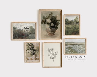 french country decor | vintage gallery wall set | 6 vintage PRINTS | farmhouse decor | cottagecore prints | kikiandnim | printable wall art