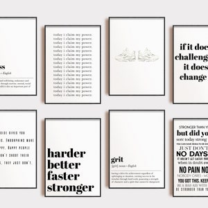 home gym wall art set of 8 PRINTABLES | home gym decor funny | gym poster | gym printable | typography prints | digital download